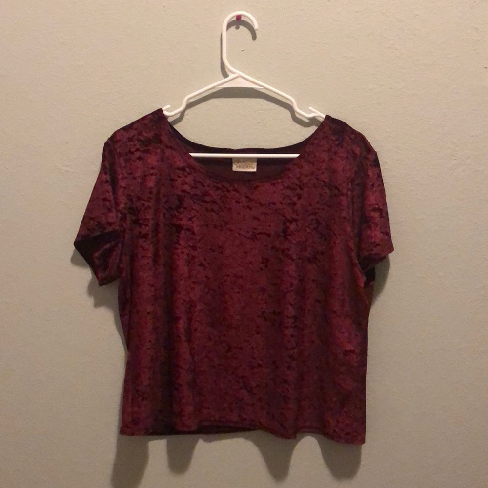 Plus Purple Velvet Cropped Shirt